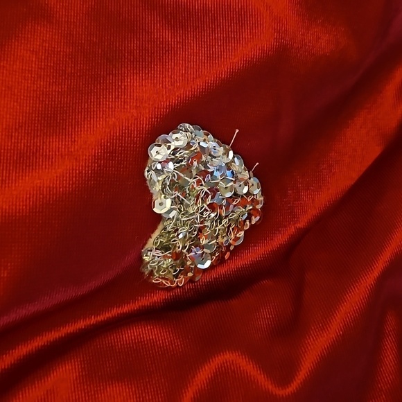 VTG 1960s HANDMADE Red Satin Rhinestone Faux Fur Valentine's Portrait Outfit - Picture 6 of 14